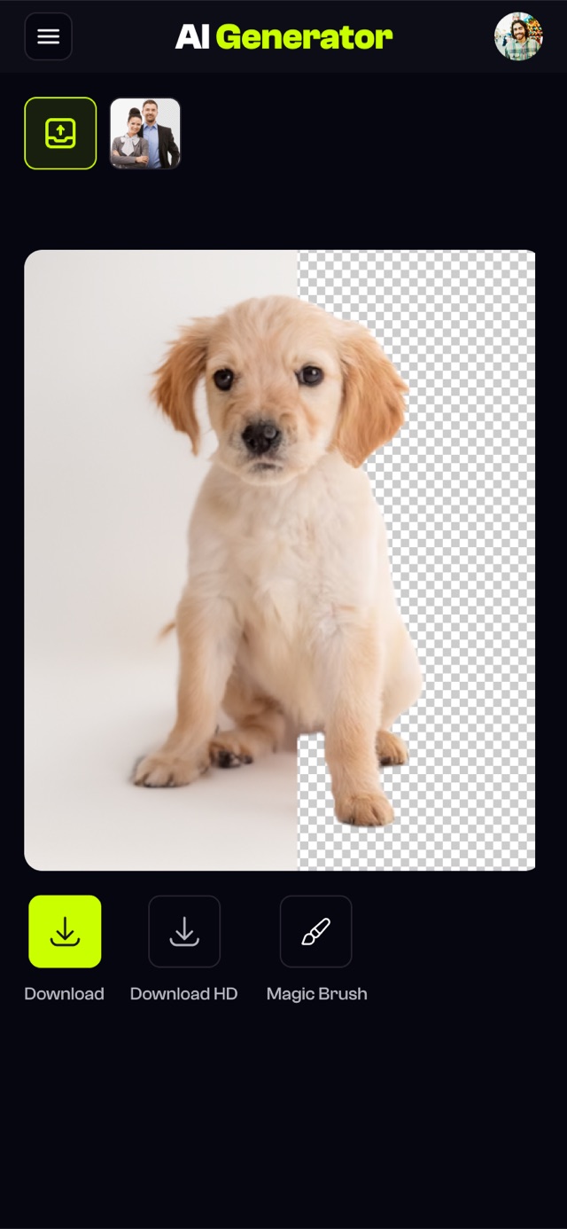 Background remover result, dog cutout