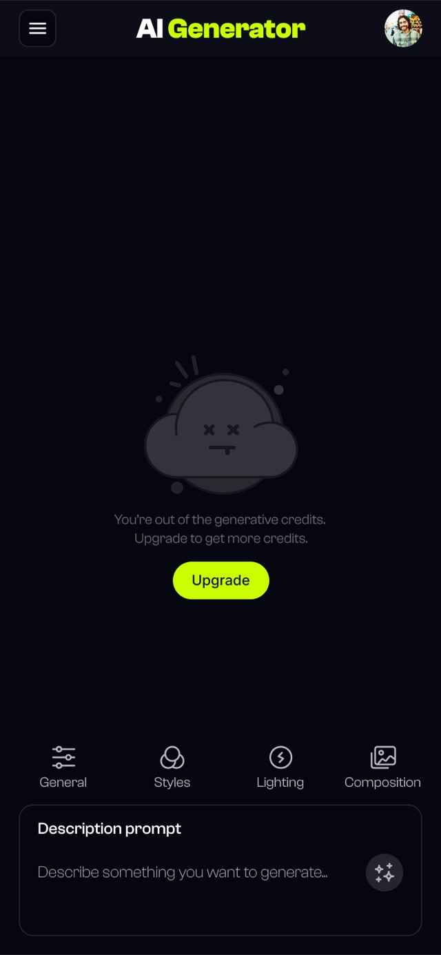 Out of credits state