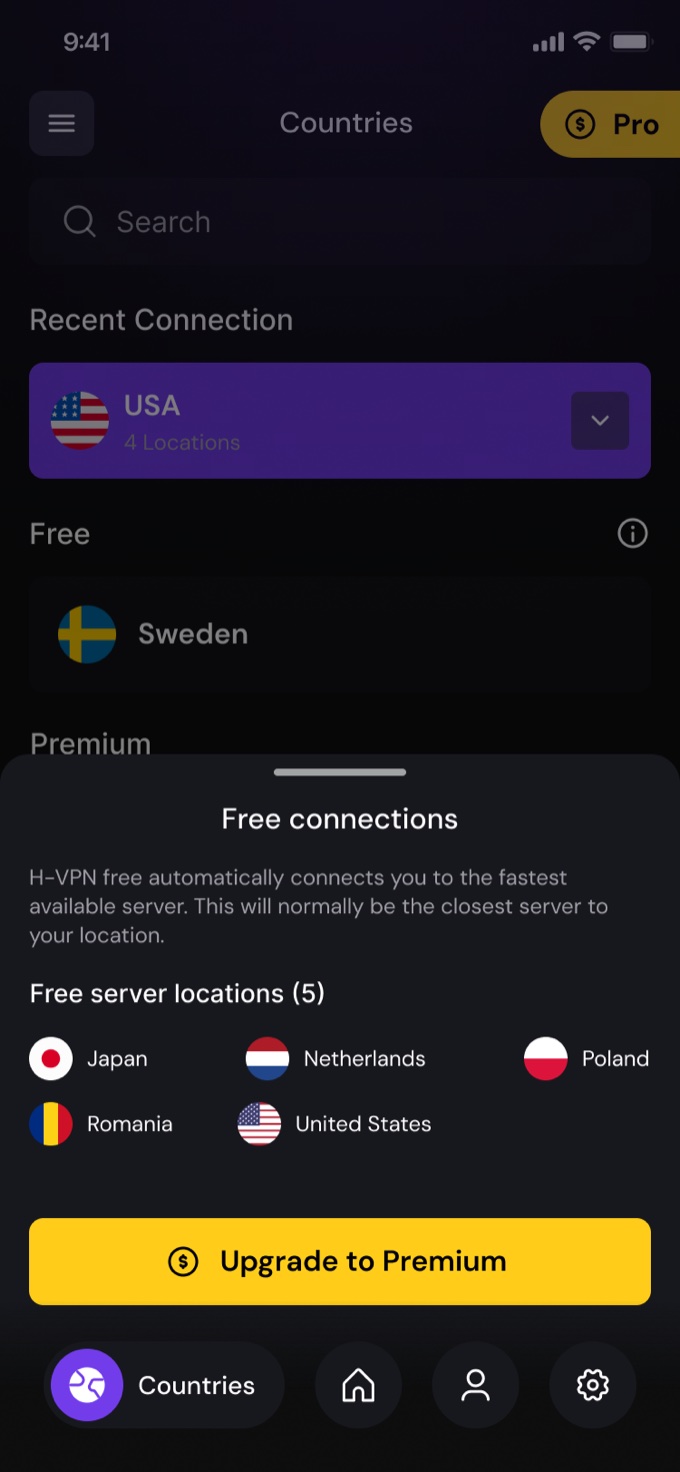 Free connection limits with upgrade path