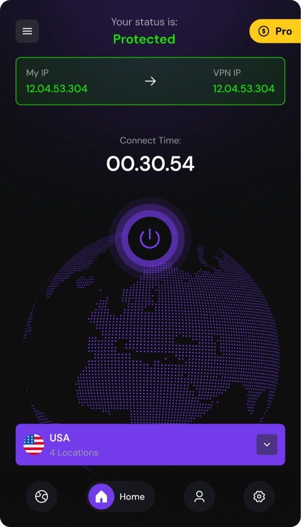 Browser widget, connected state