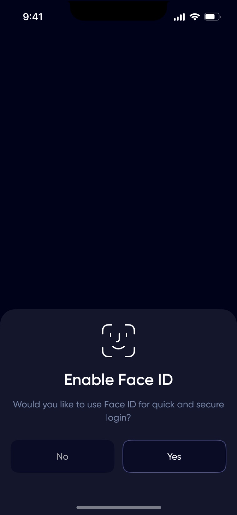 Face ID enablement screen